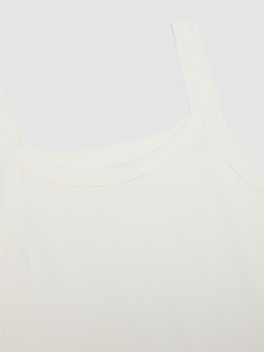 White crew-neck vest top in pure organic cotton_1