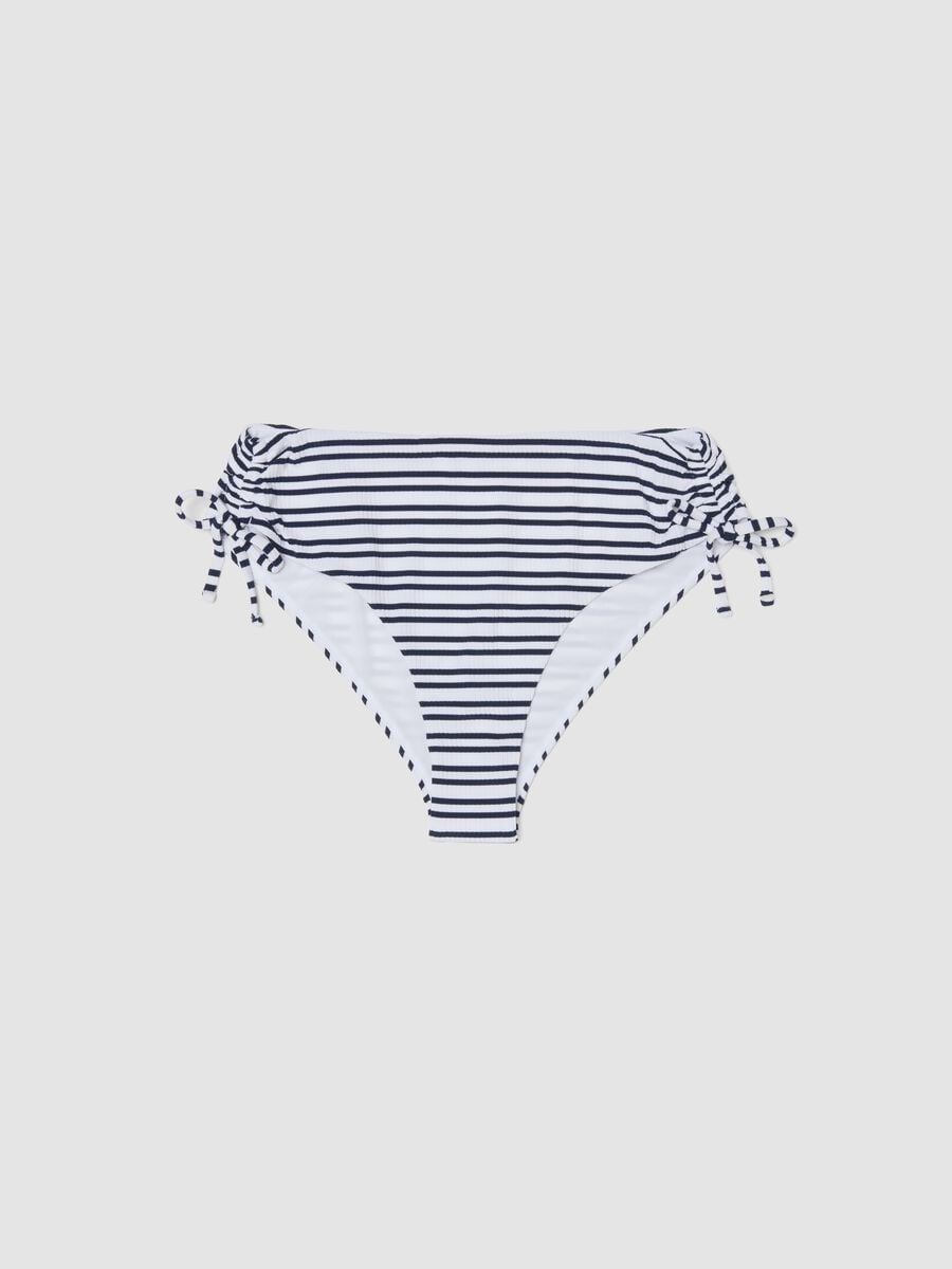 Slip mare blu e bianco in tessuto elasticizzato a righe_0