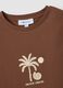 Brown fitted stretch-cotton T-shirt with print_5