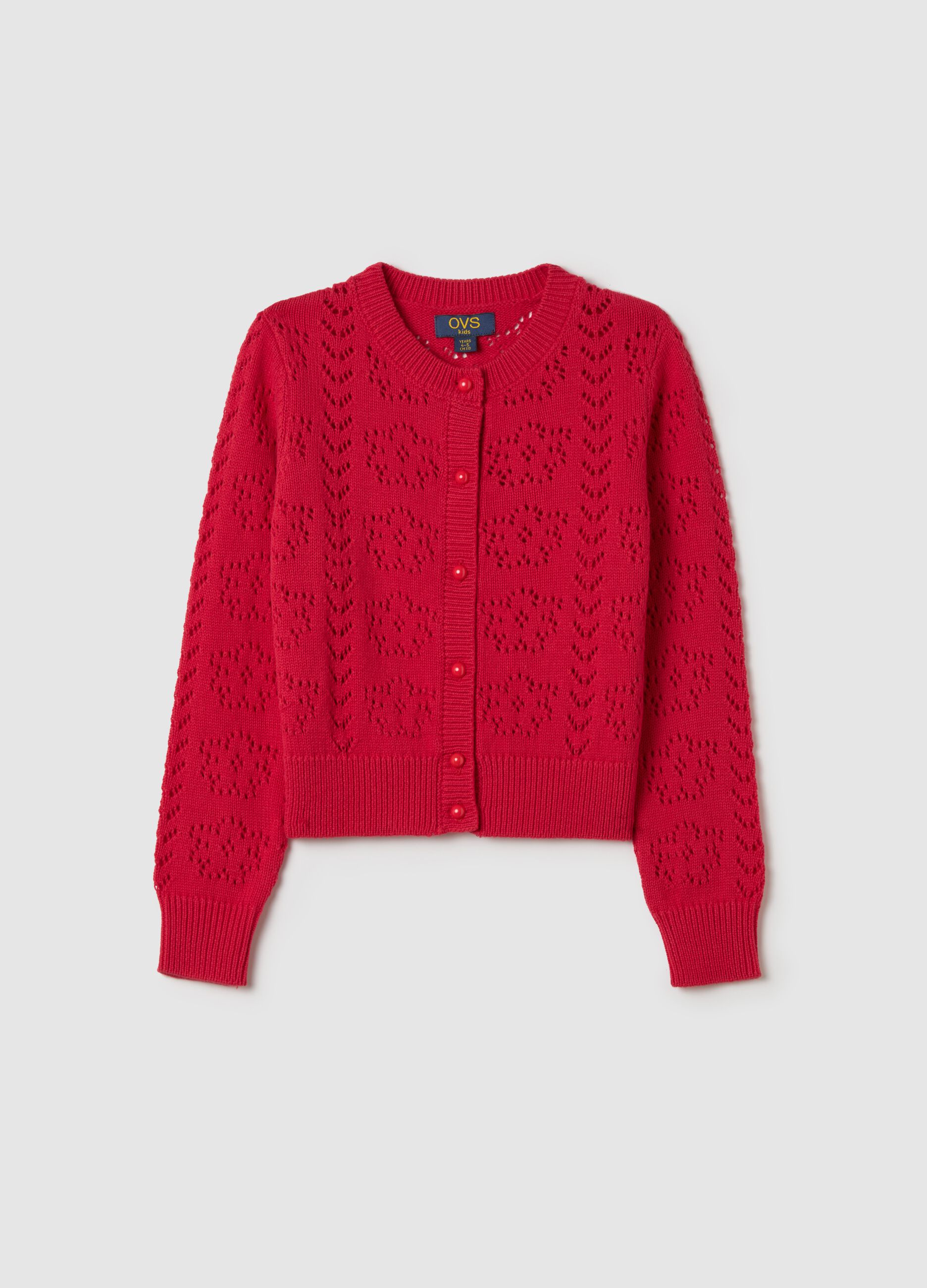 Cotton cardigan with openwork design