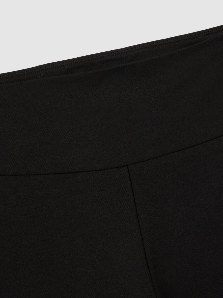 Black Stretch Cotton Flare Fit Leggings_5