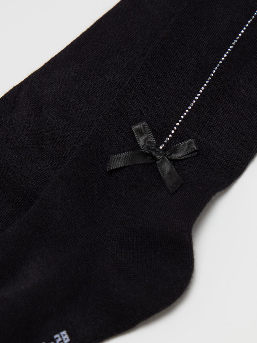 FSC® viscose tights with diamanté design and bow_1
