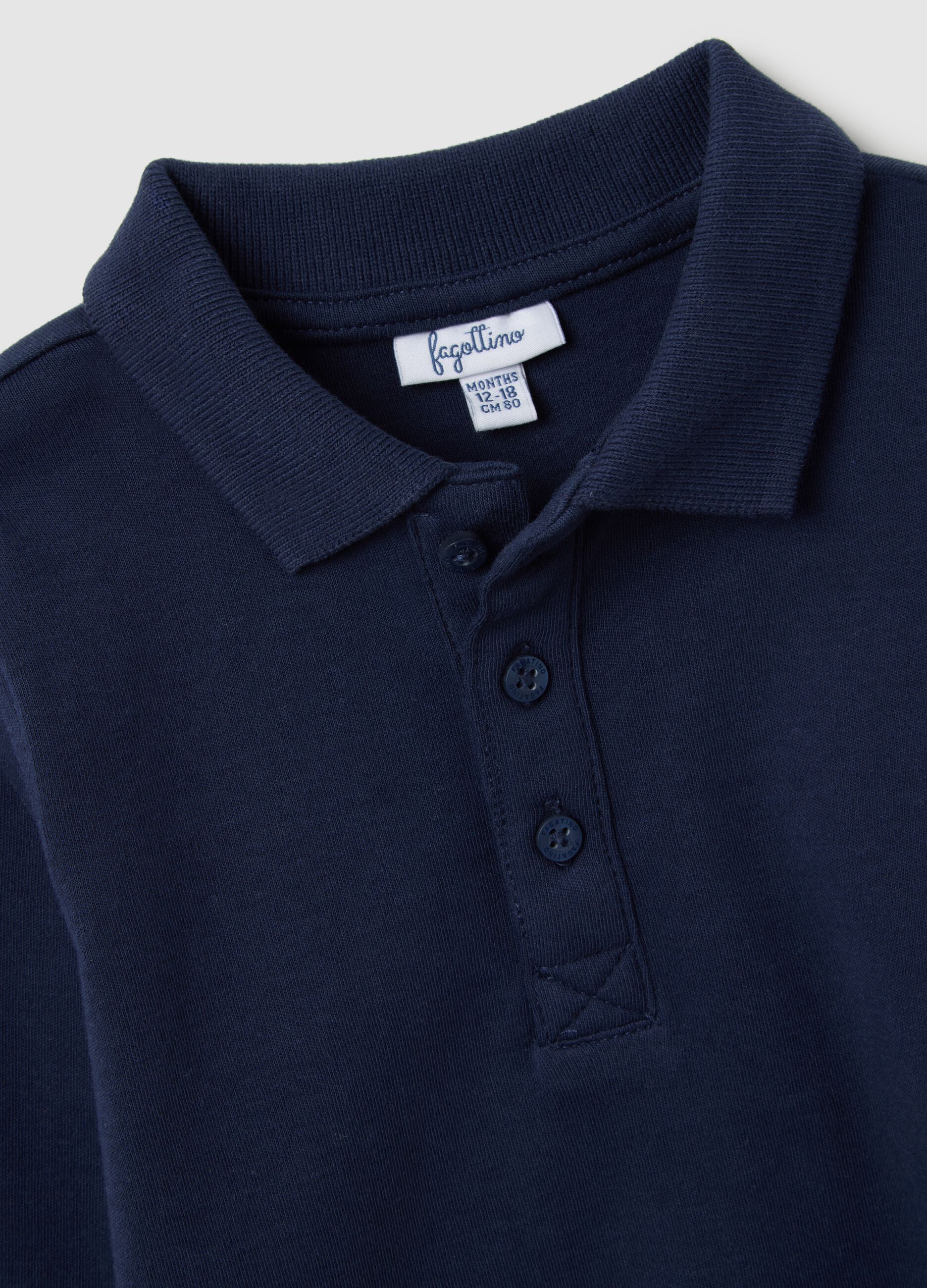 Children's blue cotton polo, regular fit