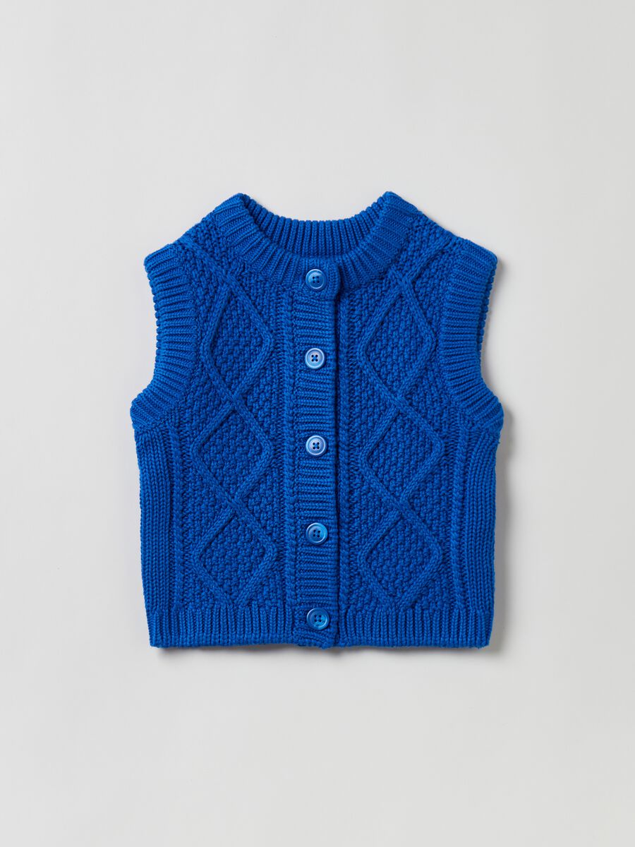 Cardigan smanicato in maglia_3