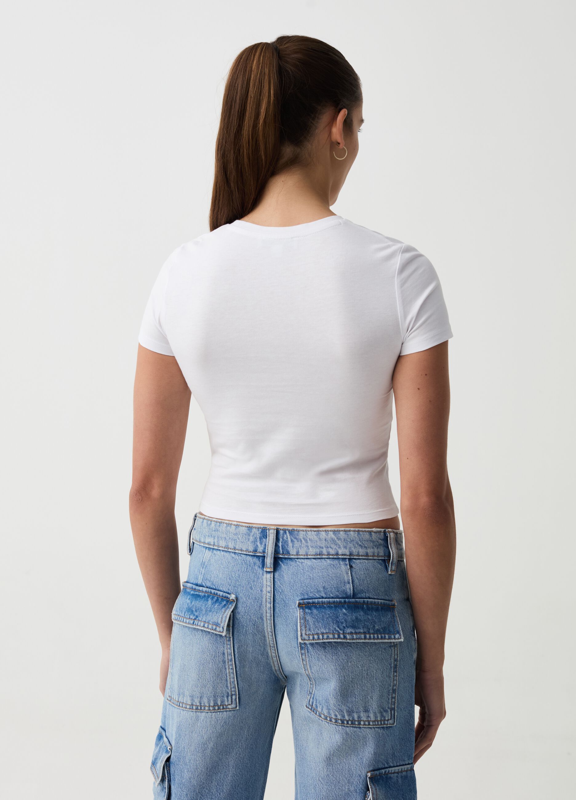Cropped T-shirt in cotton