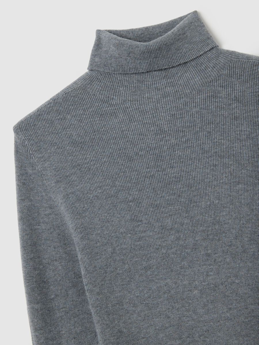 Dolcevita in misto cotone grigio regular fit_5