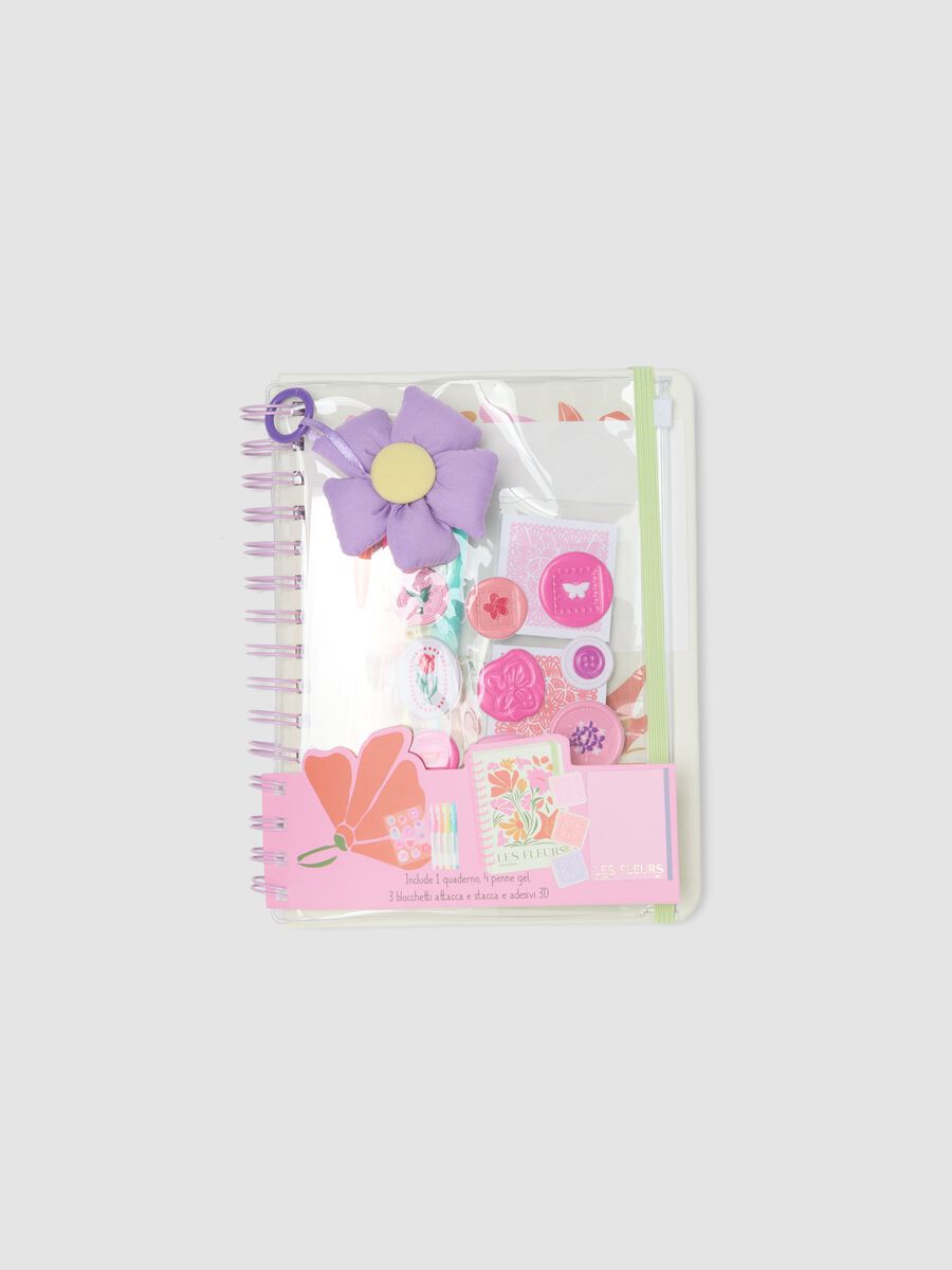 Set cancelleria multicolor con blocco note decorato_0