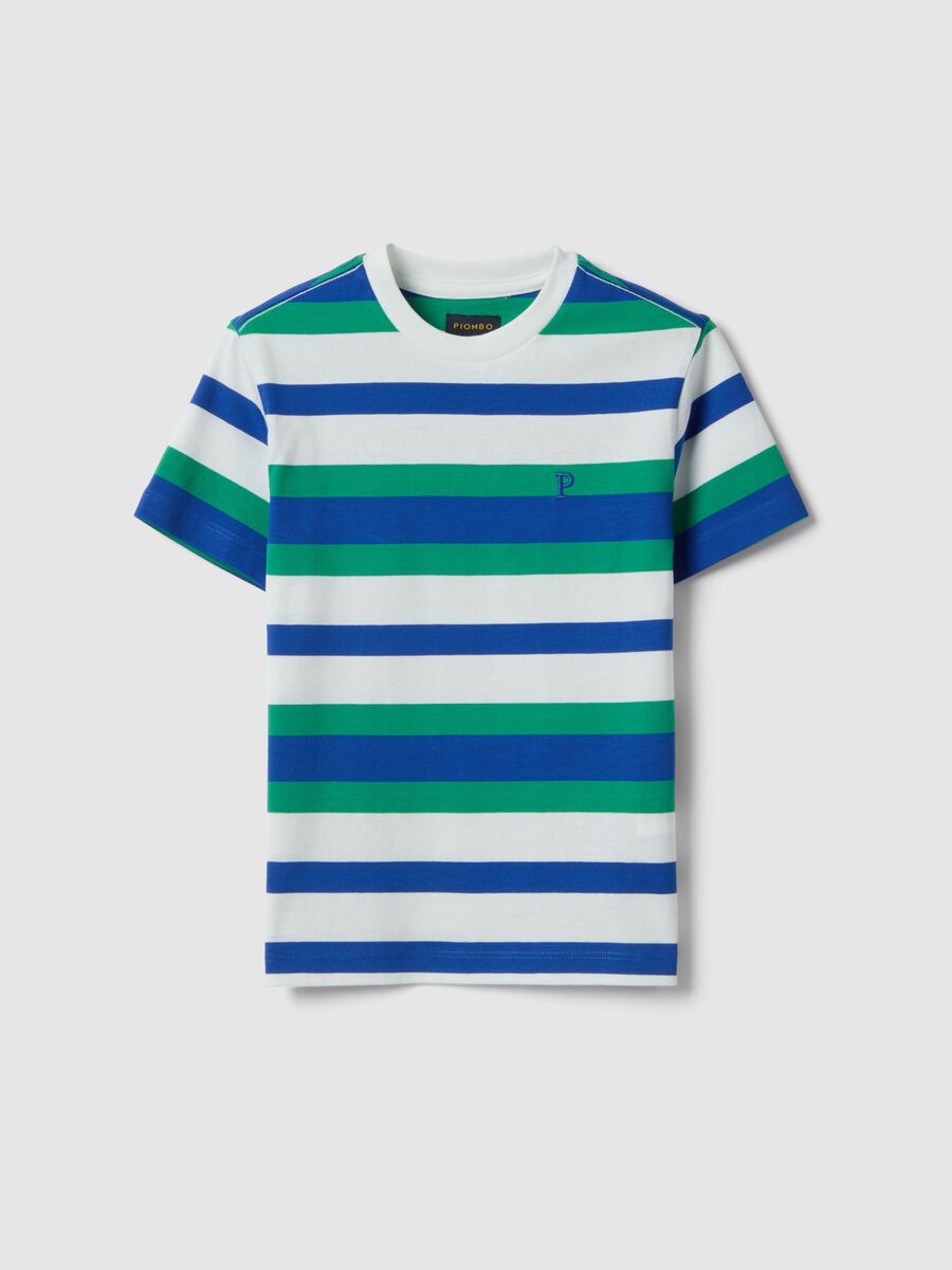 Boys&rsquo; pure cotton multicolour striped T-shirt, regular fit_0