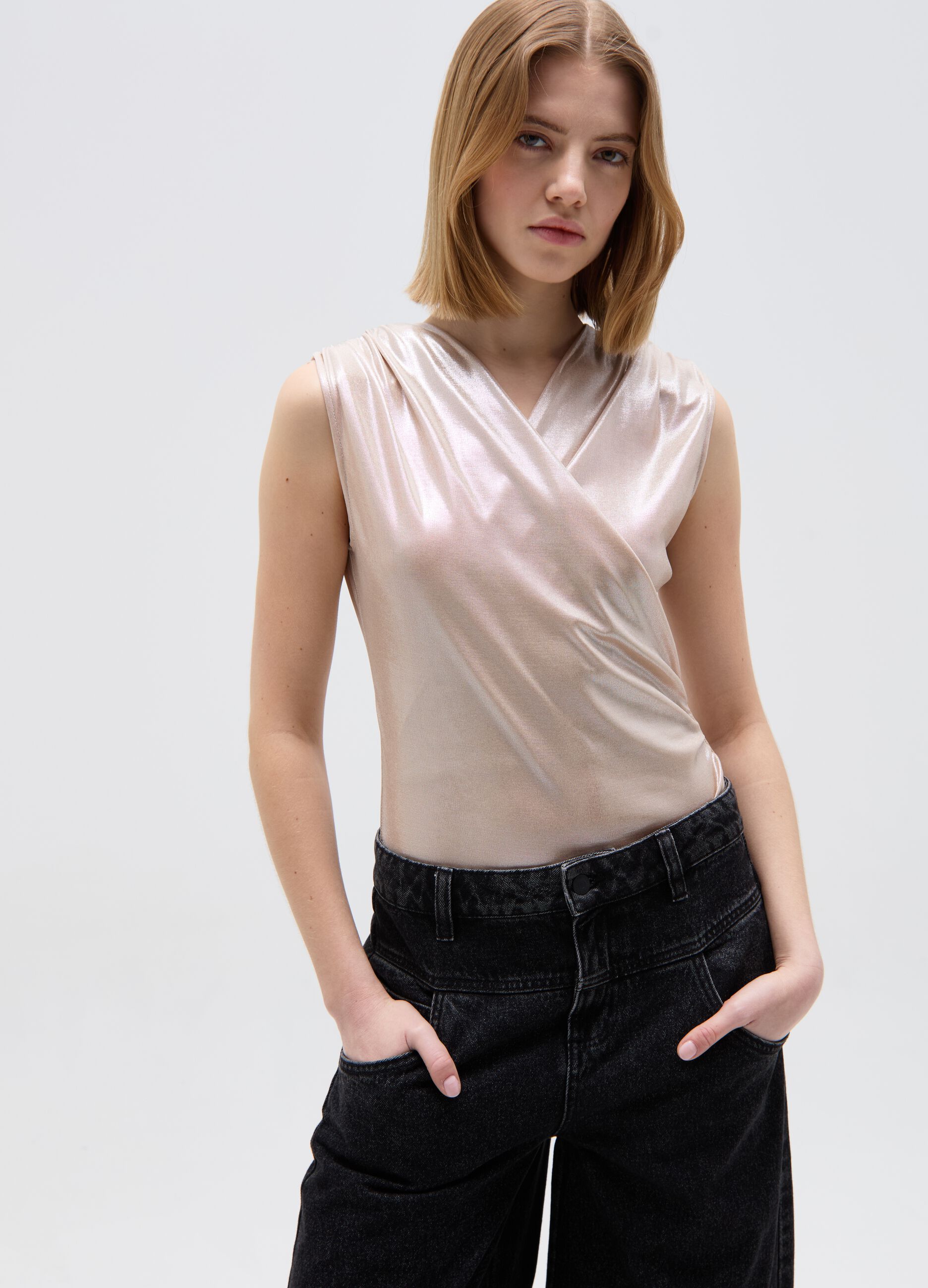 Ovs Body in foil boxy fit con drappeggio