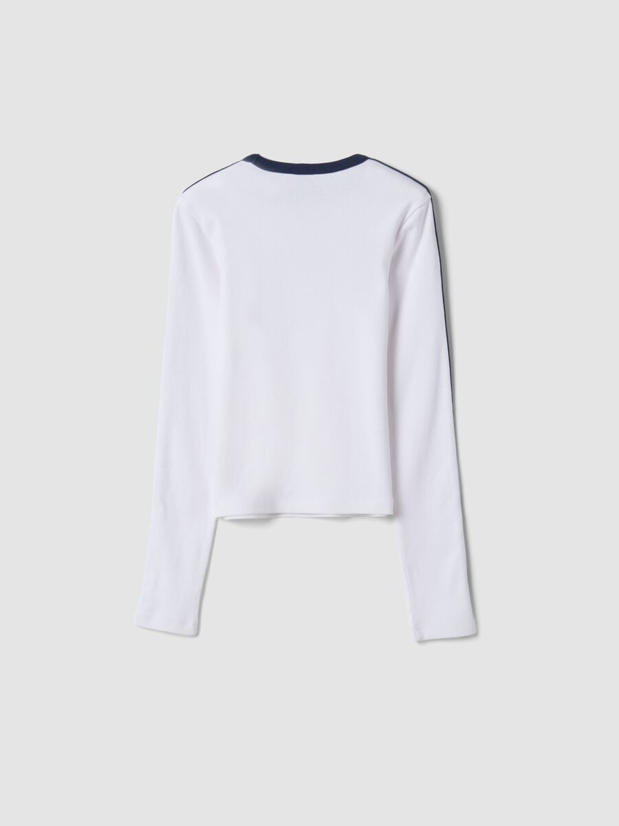 T-shirt bianca in puro cotone girocollo a maniche lunghe_2