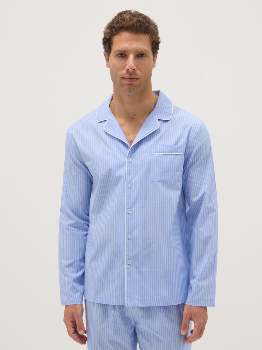 Blue striped pure cotton pyjamas with regular fit_1