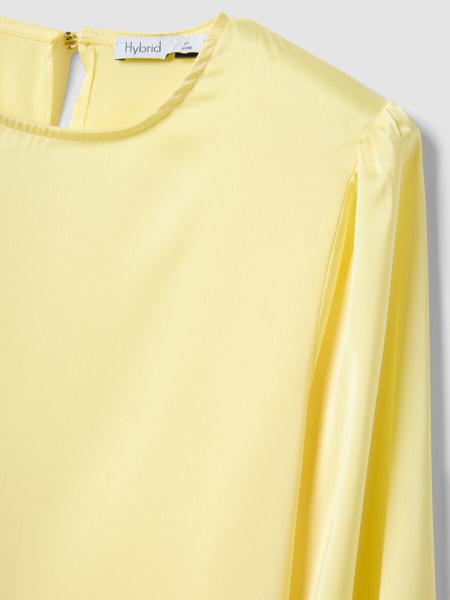 Maglia a maniche lunghe gialla regular fit con chiusura a goccia_1