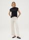 Wide beige denim women's trousers_0