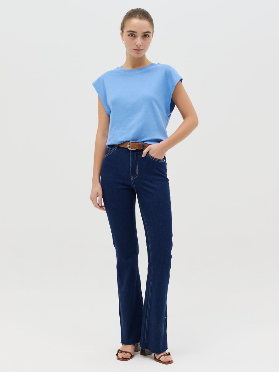 Light blue sleeveless T-shirt in cotton_1