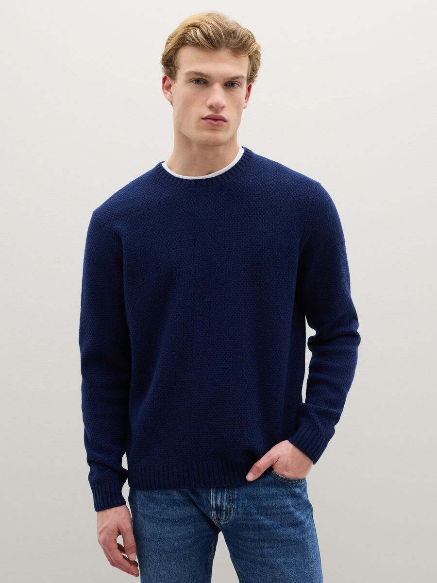 Blue pure wool jumper regular fit_0