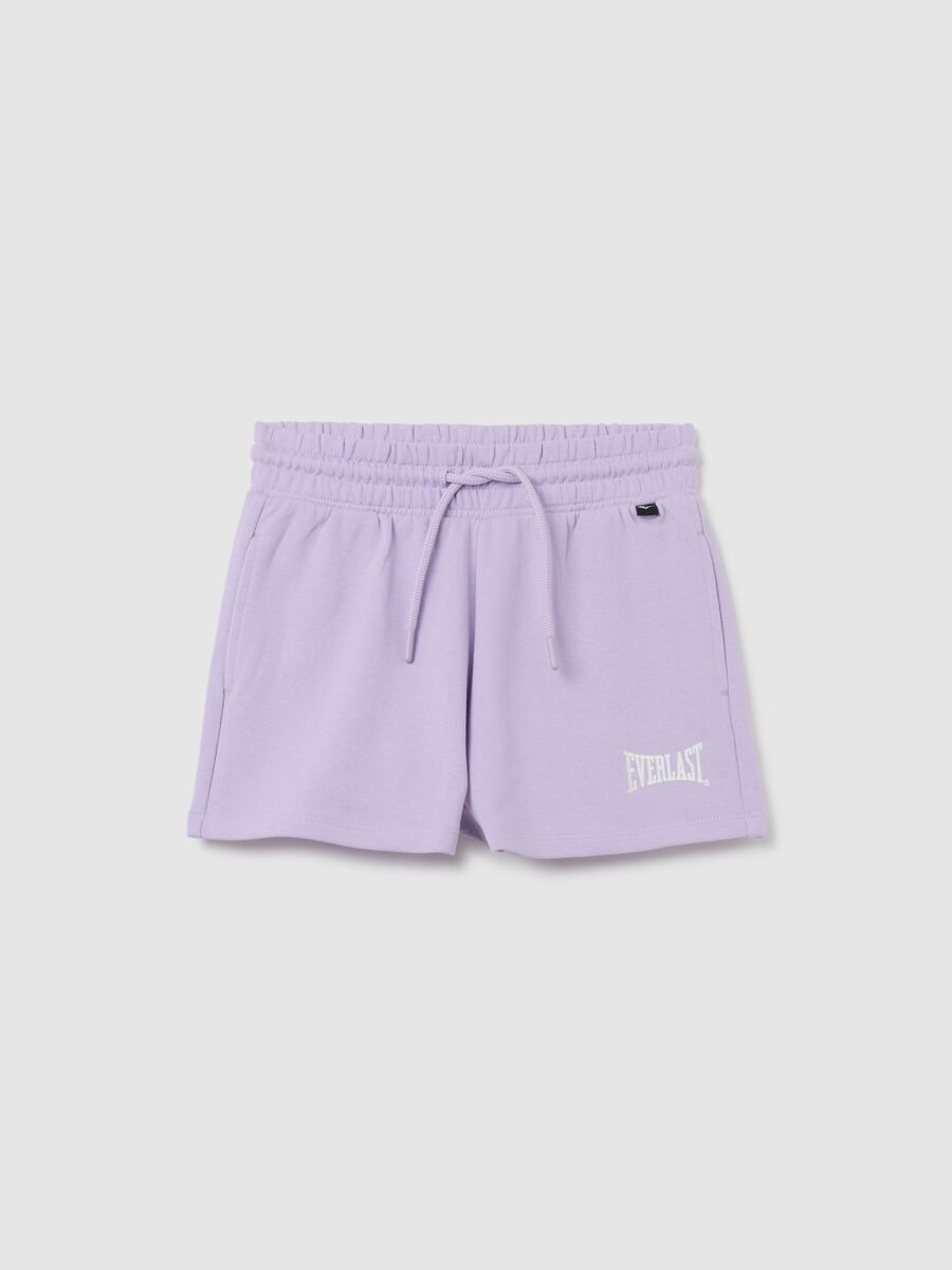 Girls' purple cotton regular fit shorts with back pockets_0