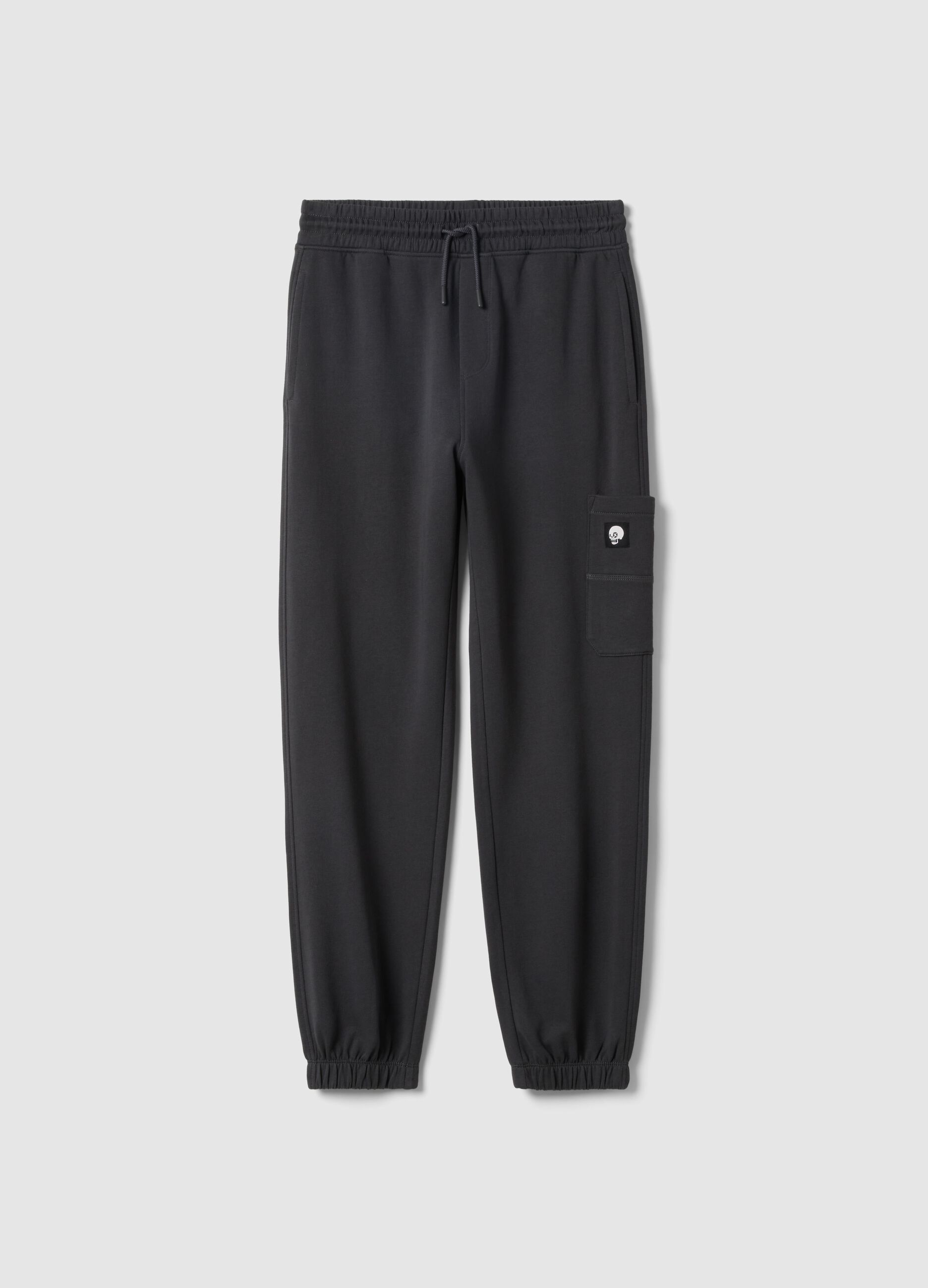 Jogger in puro cotone nero da ragazzo over fit