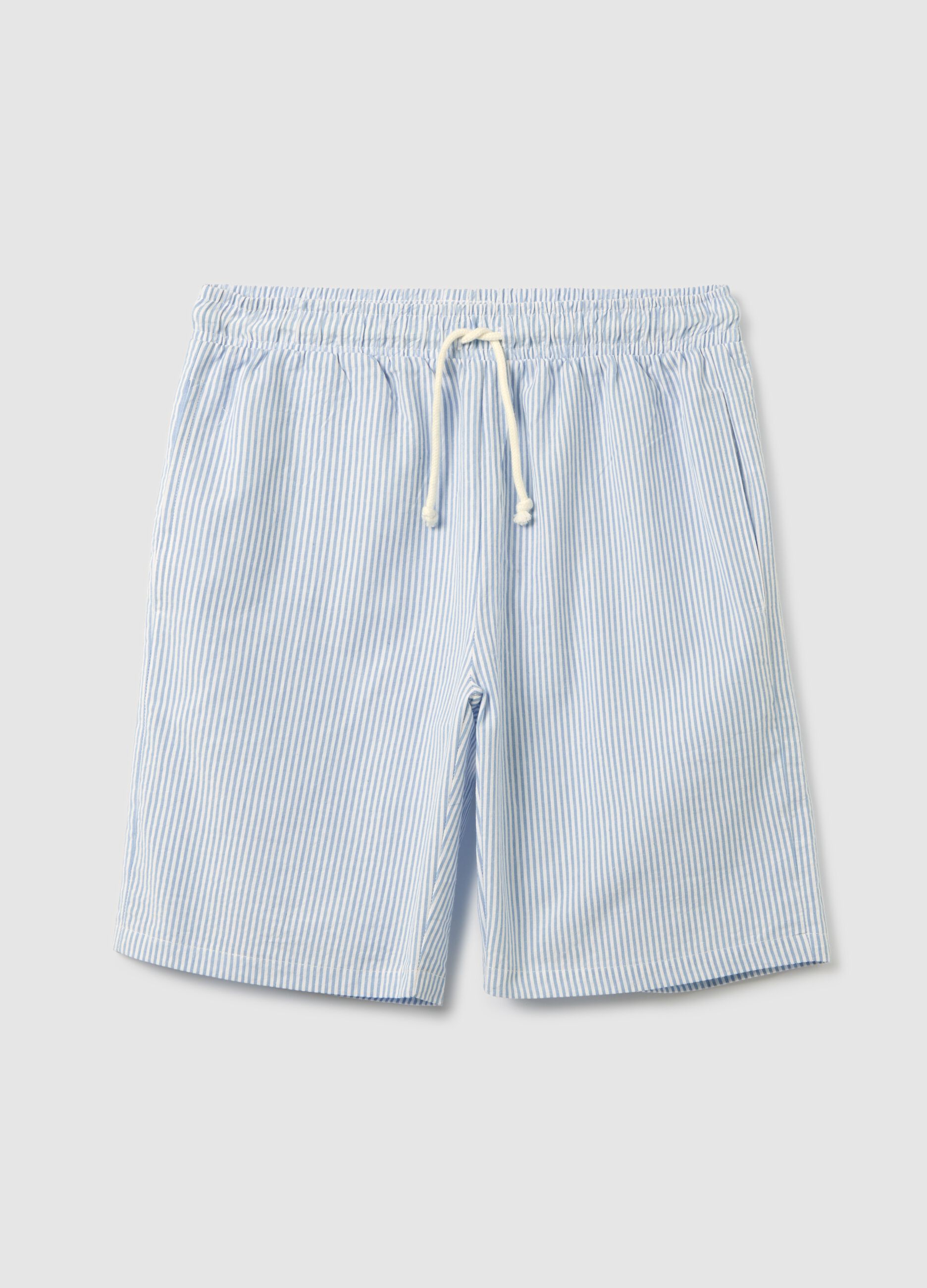 Men's multicolour pure cotton shorts, regular fit with drawstring