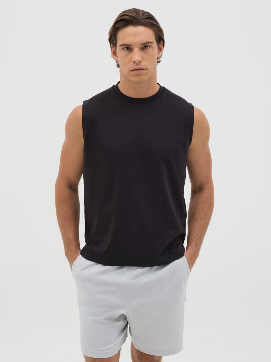 Men's black mixed relaxed fit tank top_0