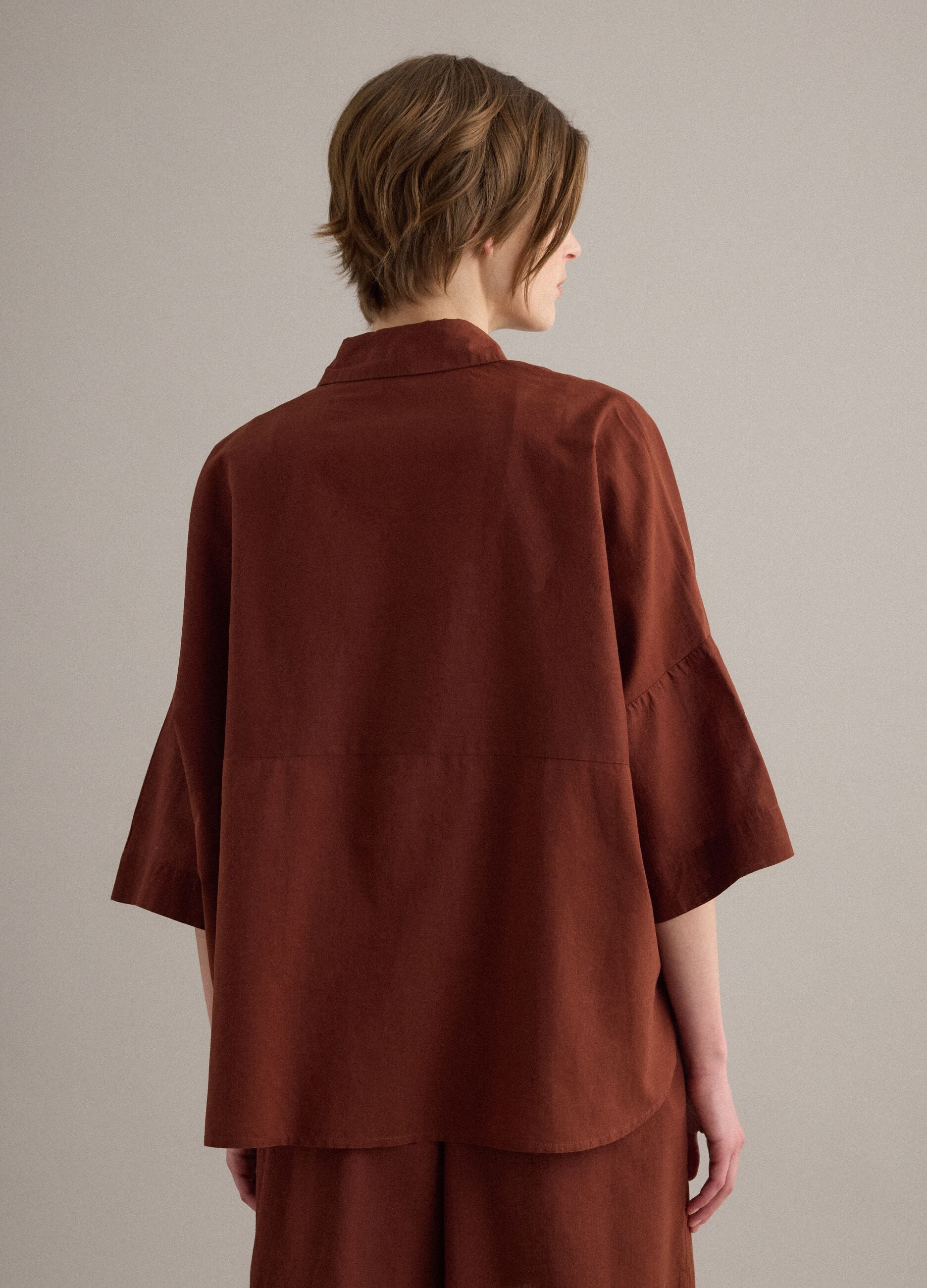Brown pure cotton oversized shirt