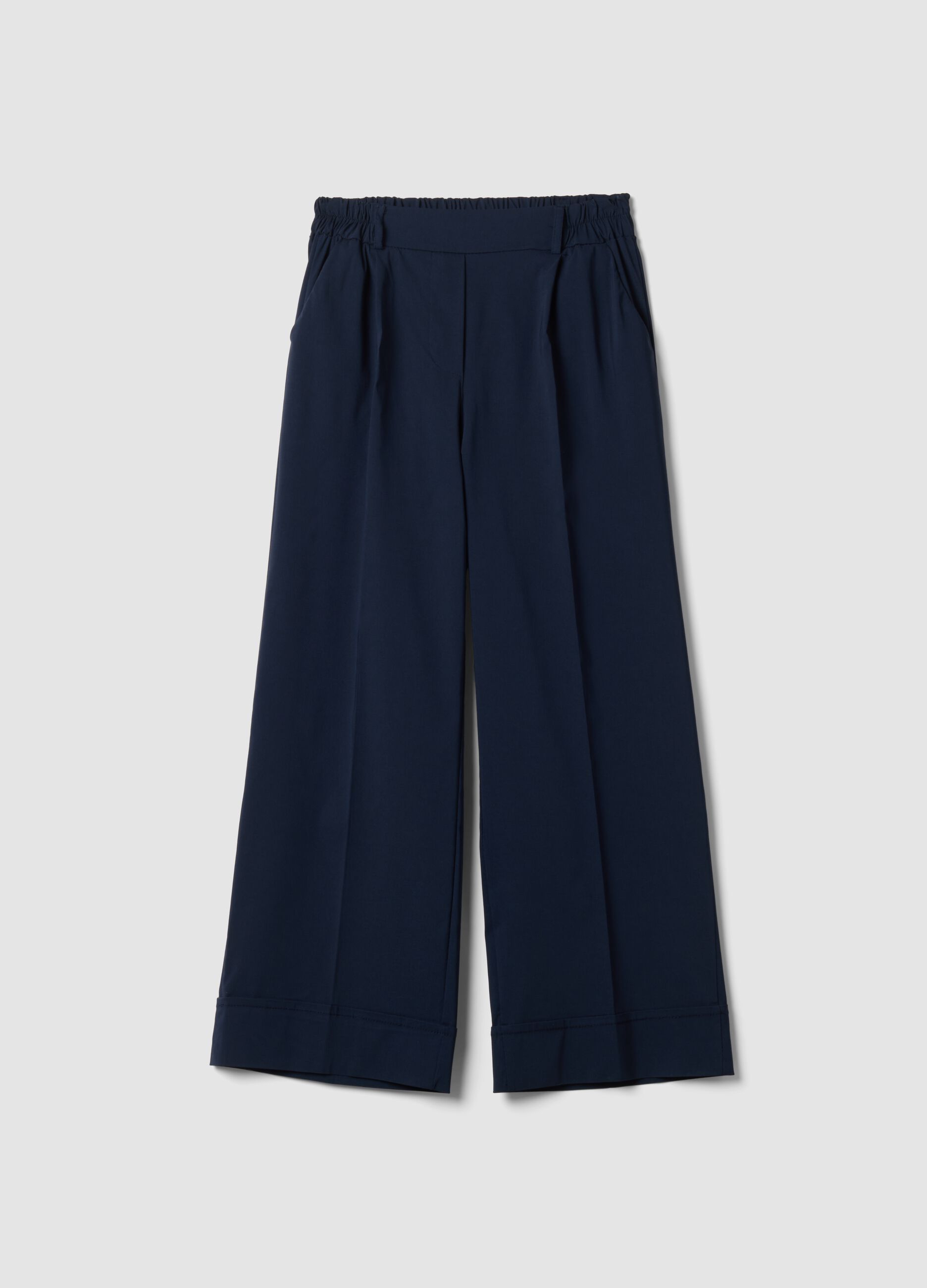 Blue stretch viscose palazzo trousers