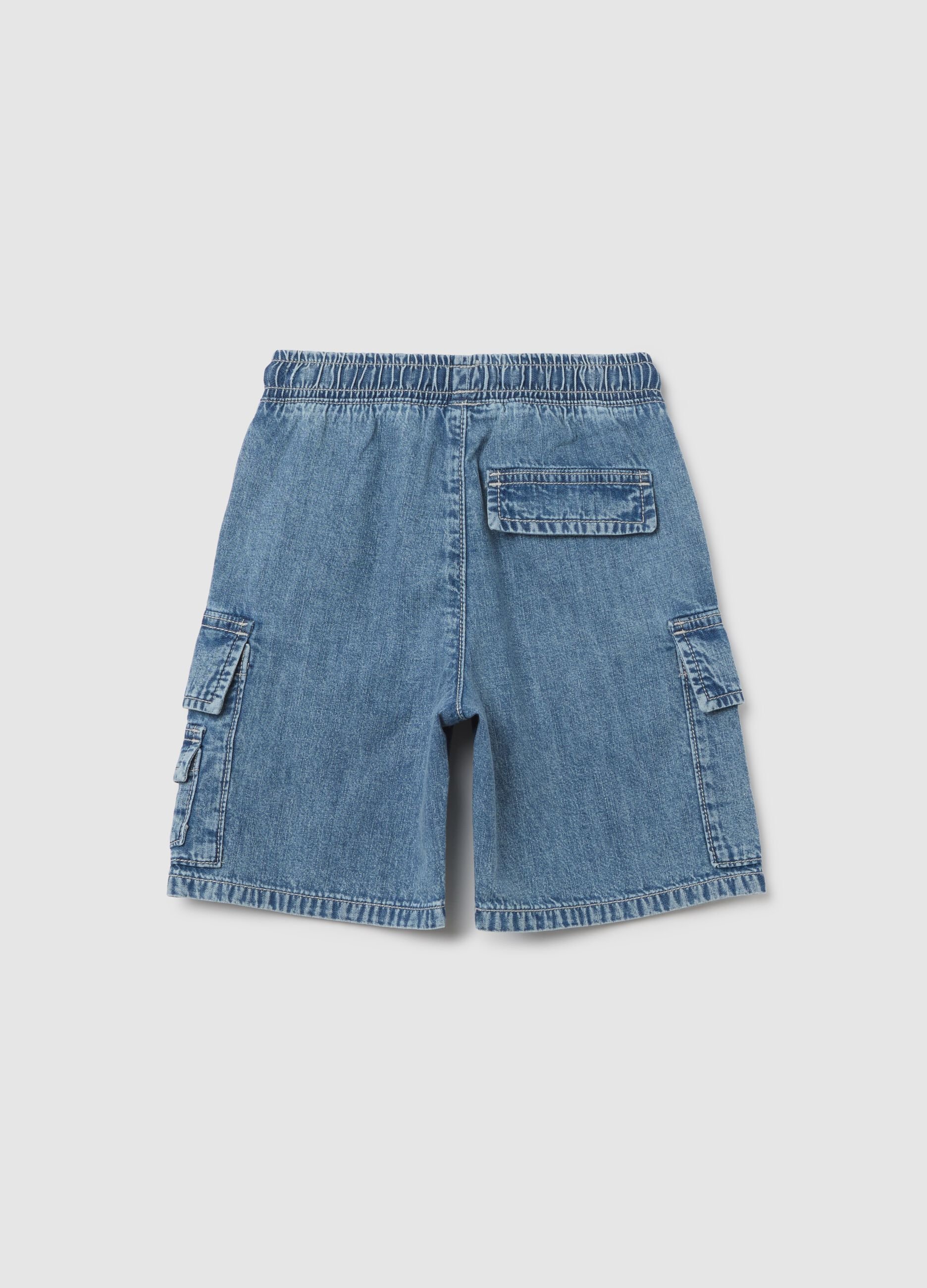 Kids' denim cargo shorts