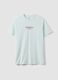Light blue pure cotton T-shirt with front print_0