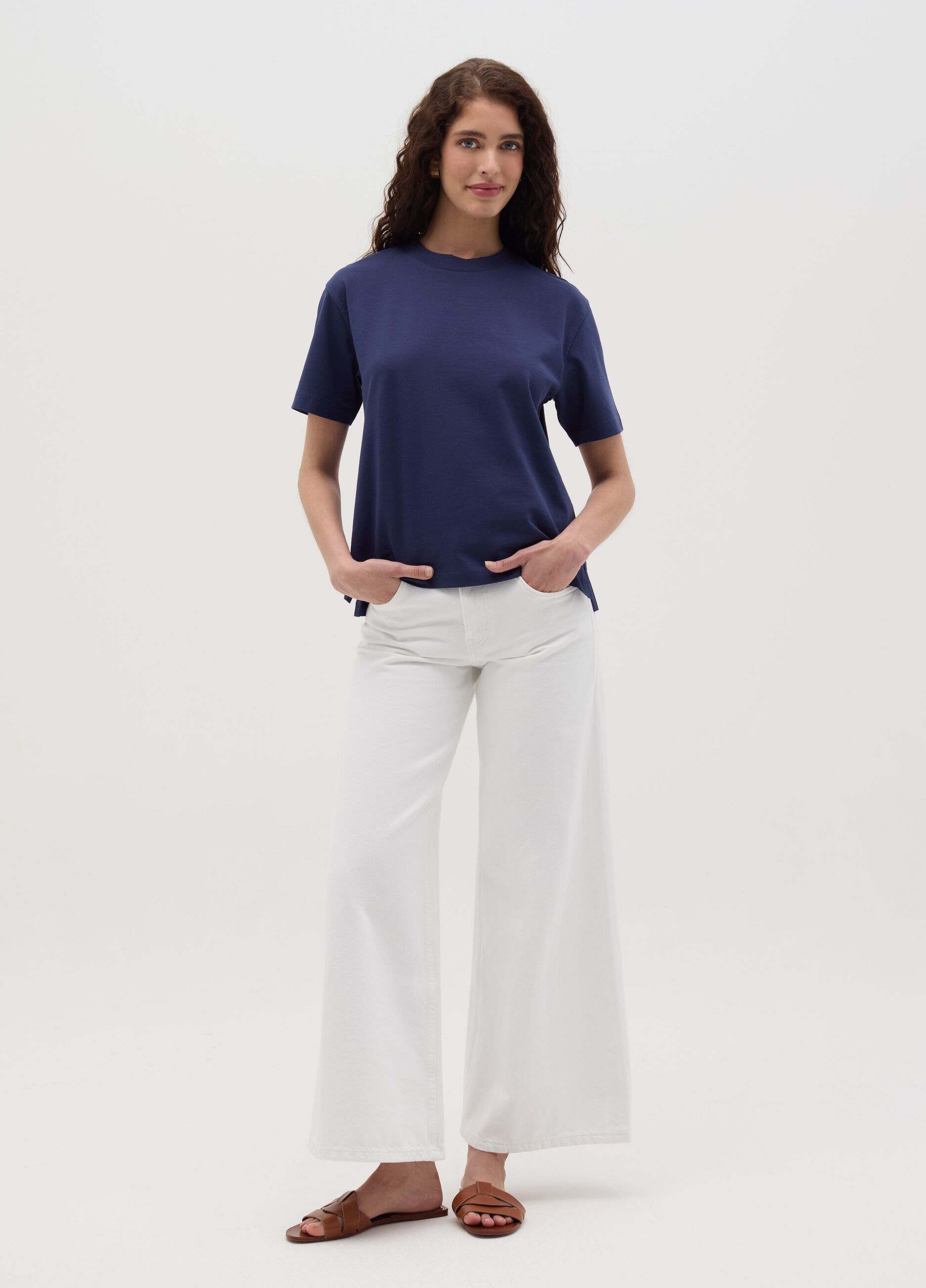 Solid colour cotton T-shirt