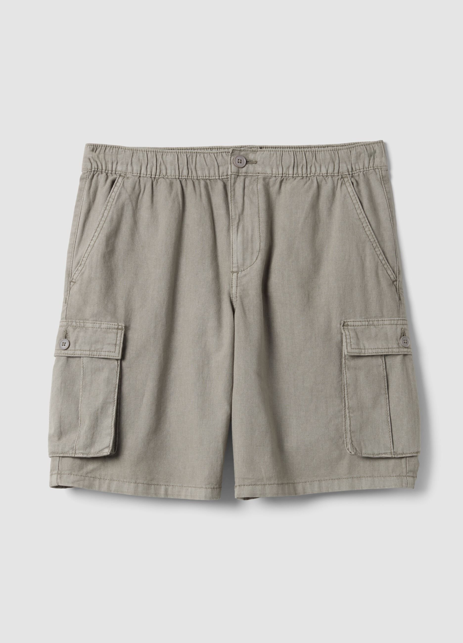 Grey linen-blend cargo Bermuda shorts
