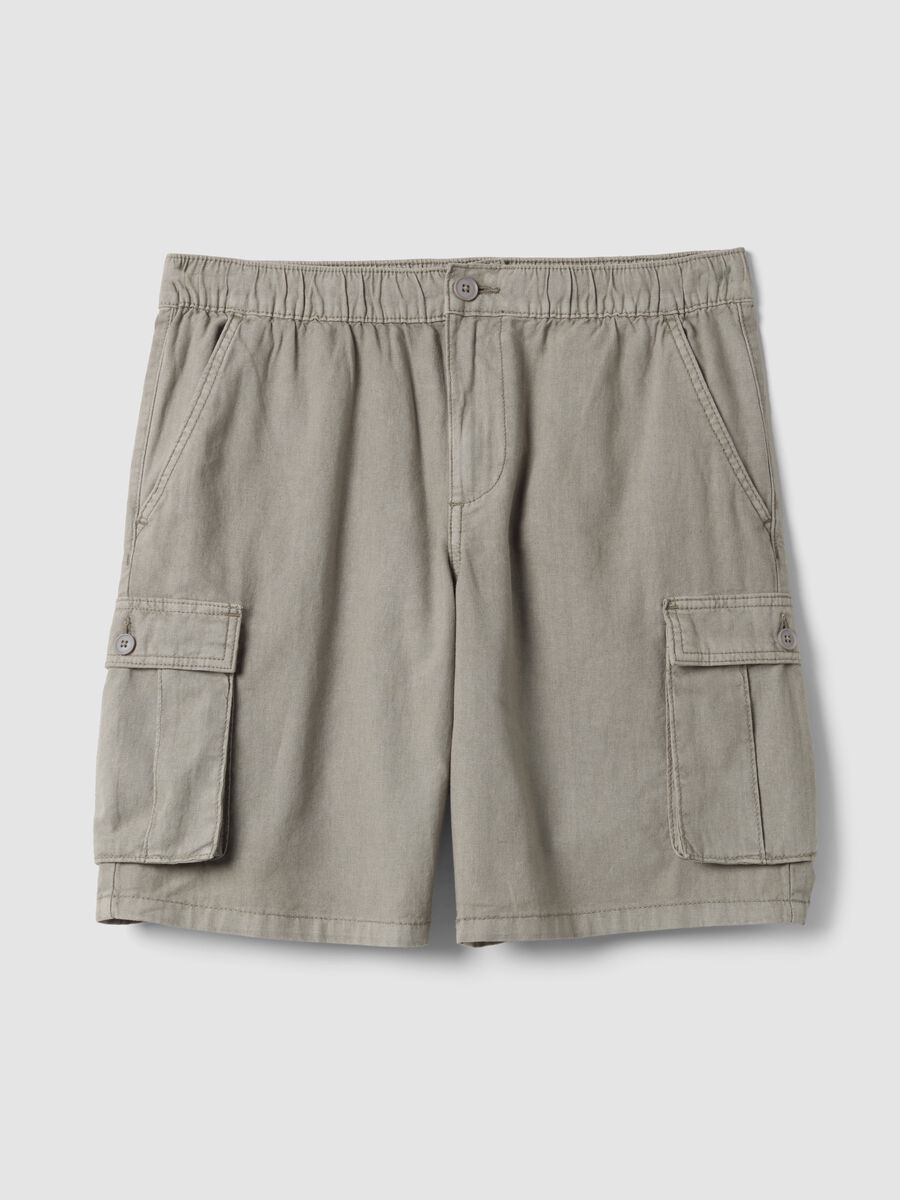 Grey linen-blend cargo Bermuda shorts_4