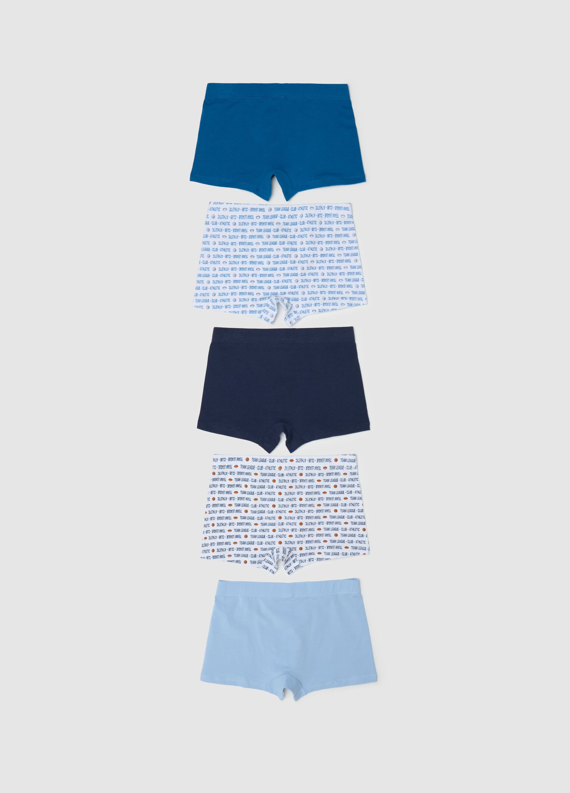 Five-pack sports motif boxer shorts in stretch cotton