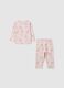 White and pink striped pure cotton baby pyjamas with Disney print_0