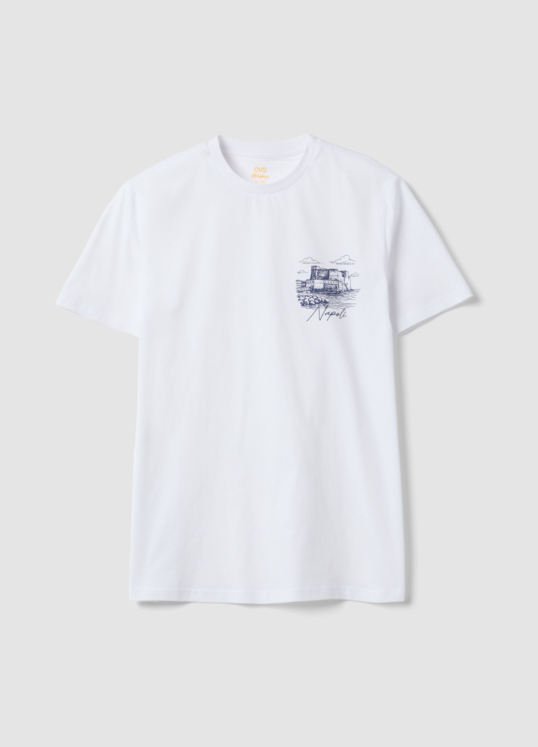 Men&rsquo;s white short-sleeve pure cotton T-shirt, regular fit