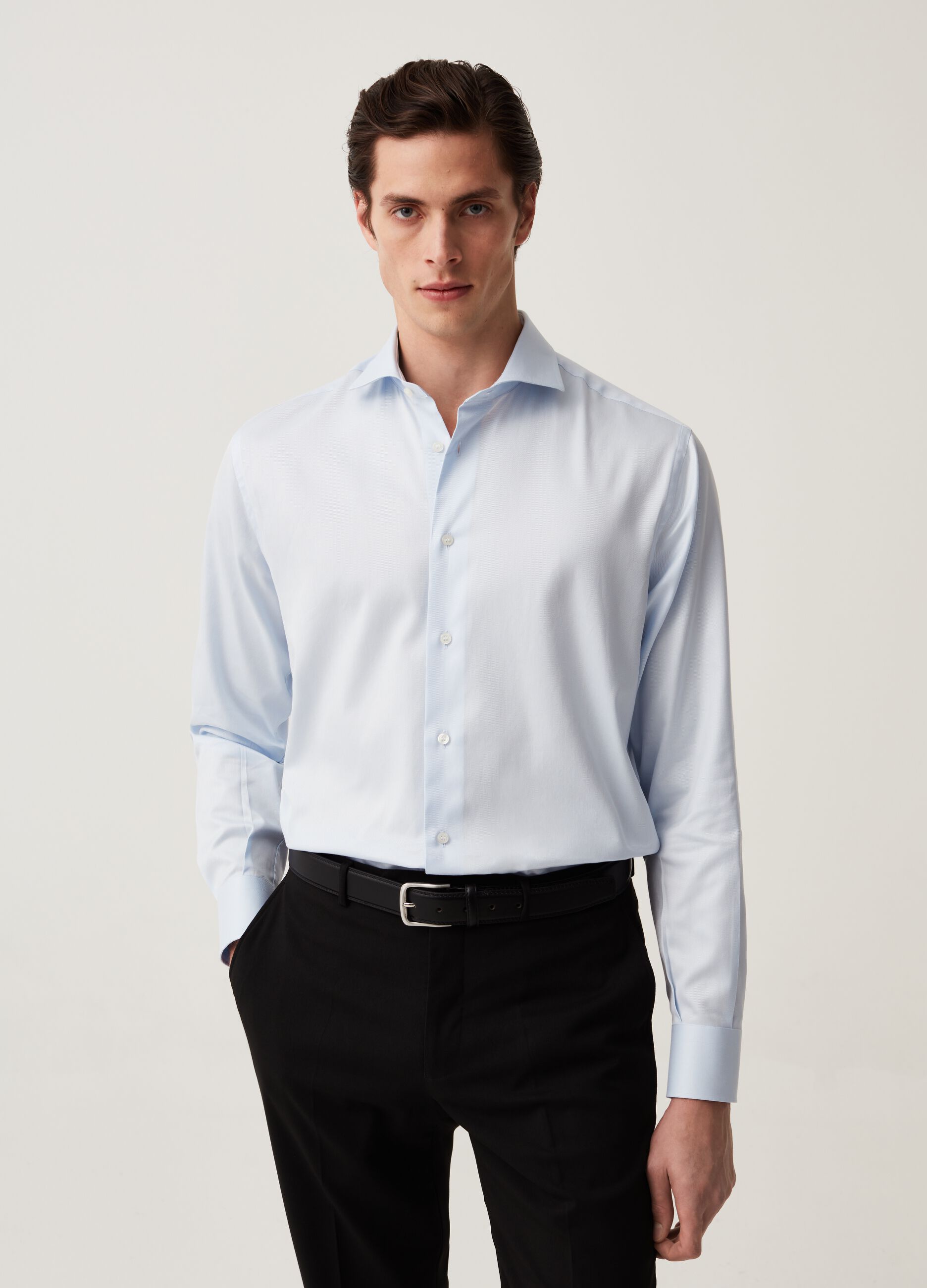 Camicia regular fit in cotone Azzurro chiaro da Uomo OVS