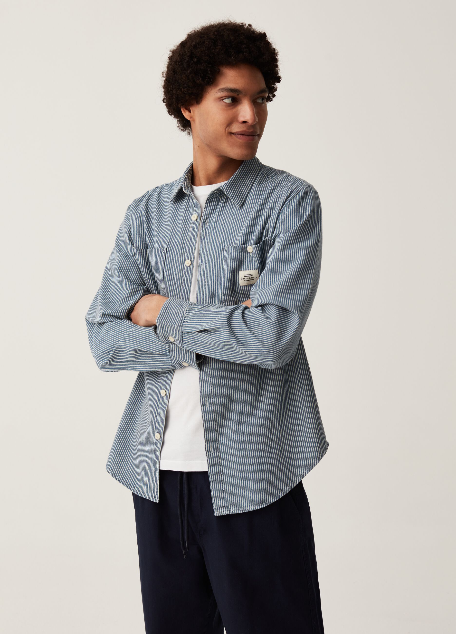 Camicia workwear in cotone a righe Grand&Hills_0