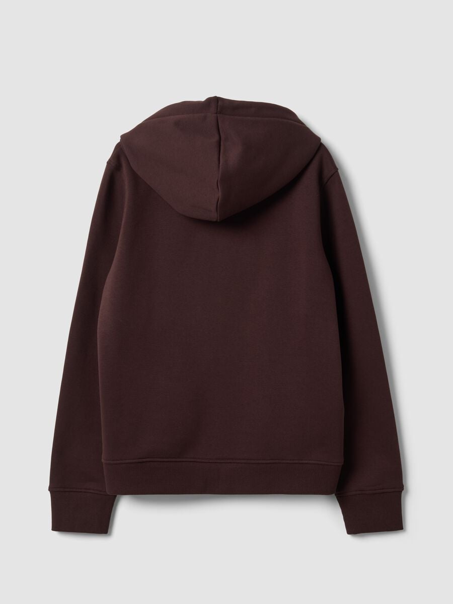 Felpa marrone in misto cotone con cappuccio regular fit_5
