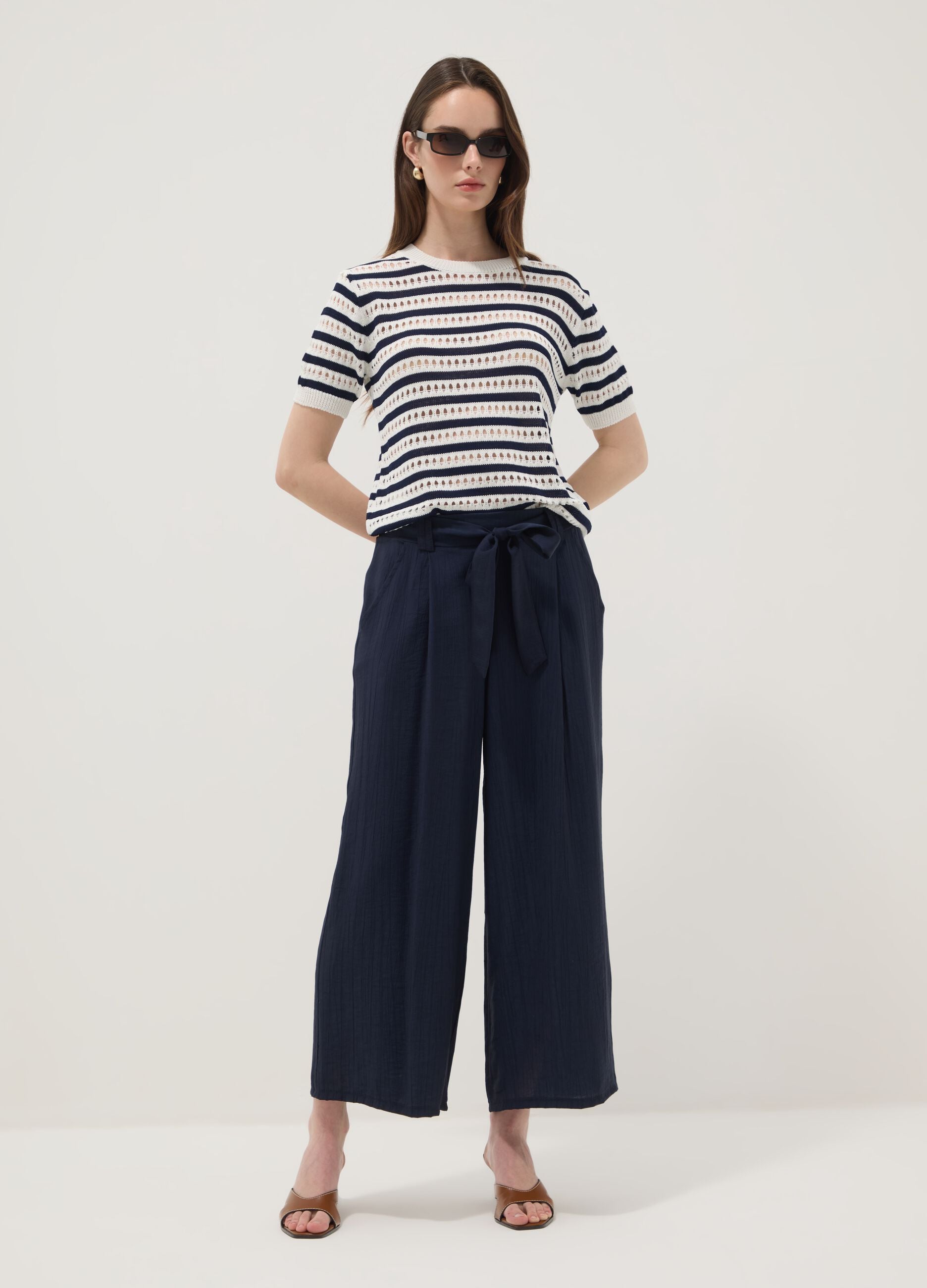 Blue palazzo trousers in a viscose blend, regular fit