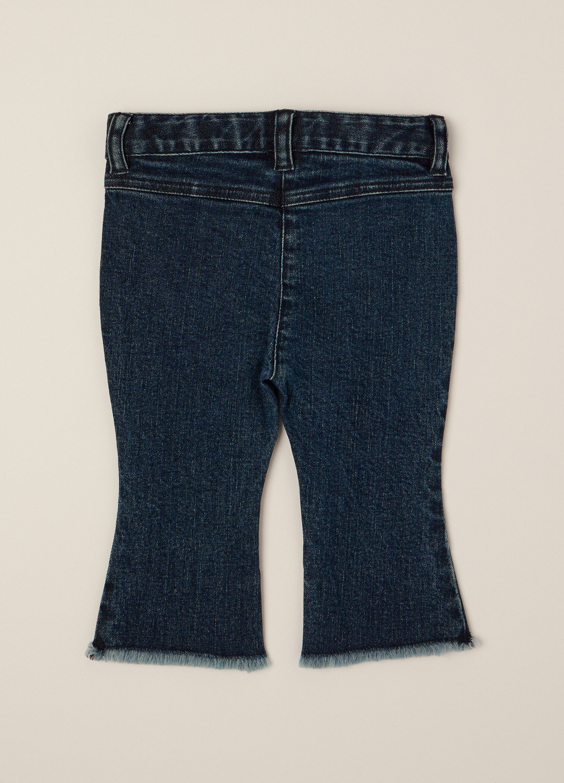 Flared Stretch Denim Trousers