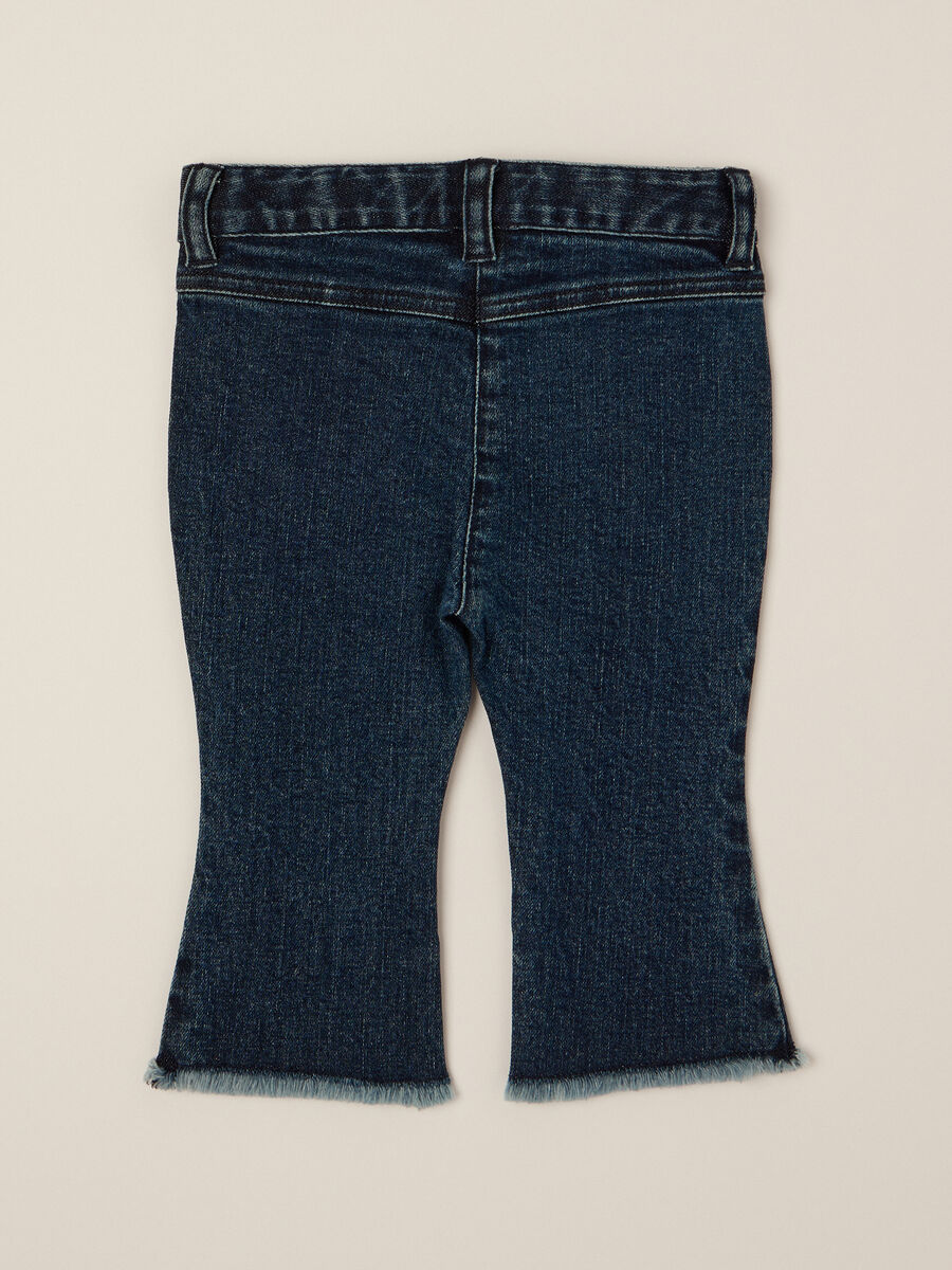 Pantaloni denim elasticizzati a zampa_1