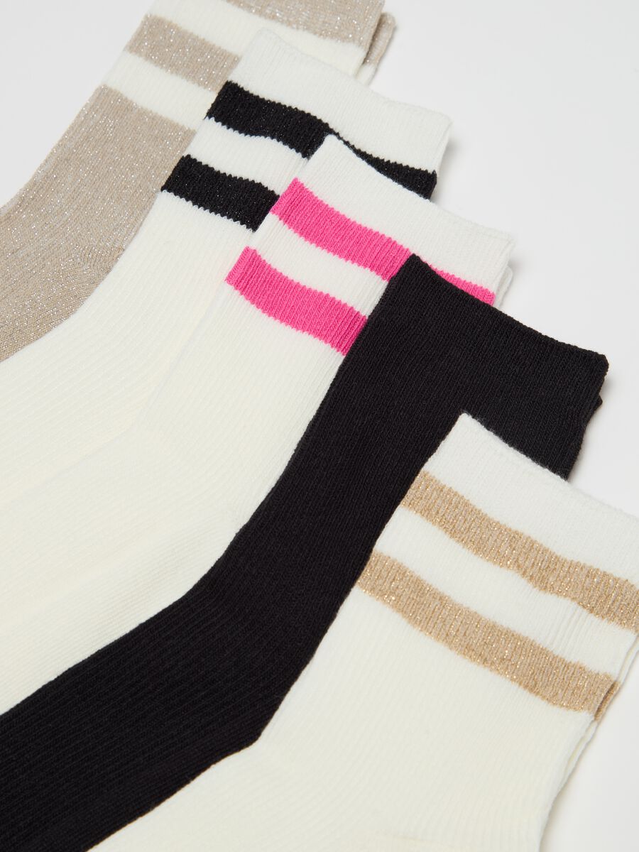 Five-pair pack short socks in striped bands_2