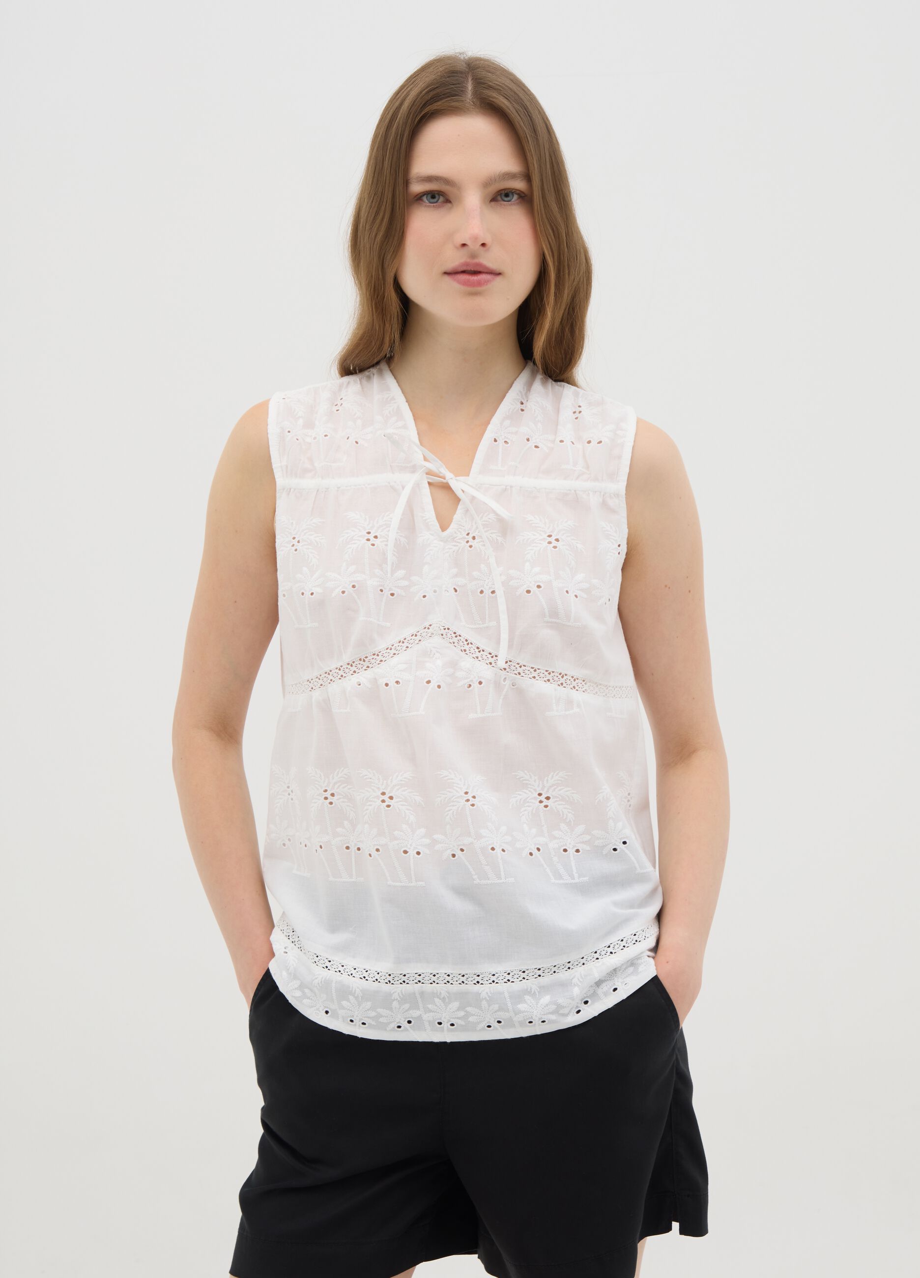 Women's pure cotton white blouse regular fit