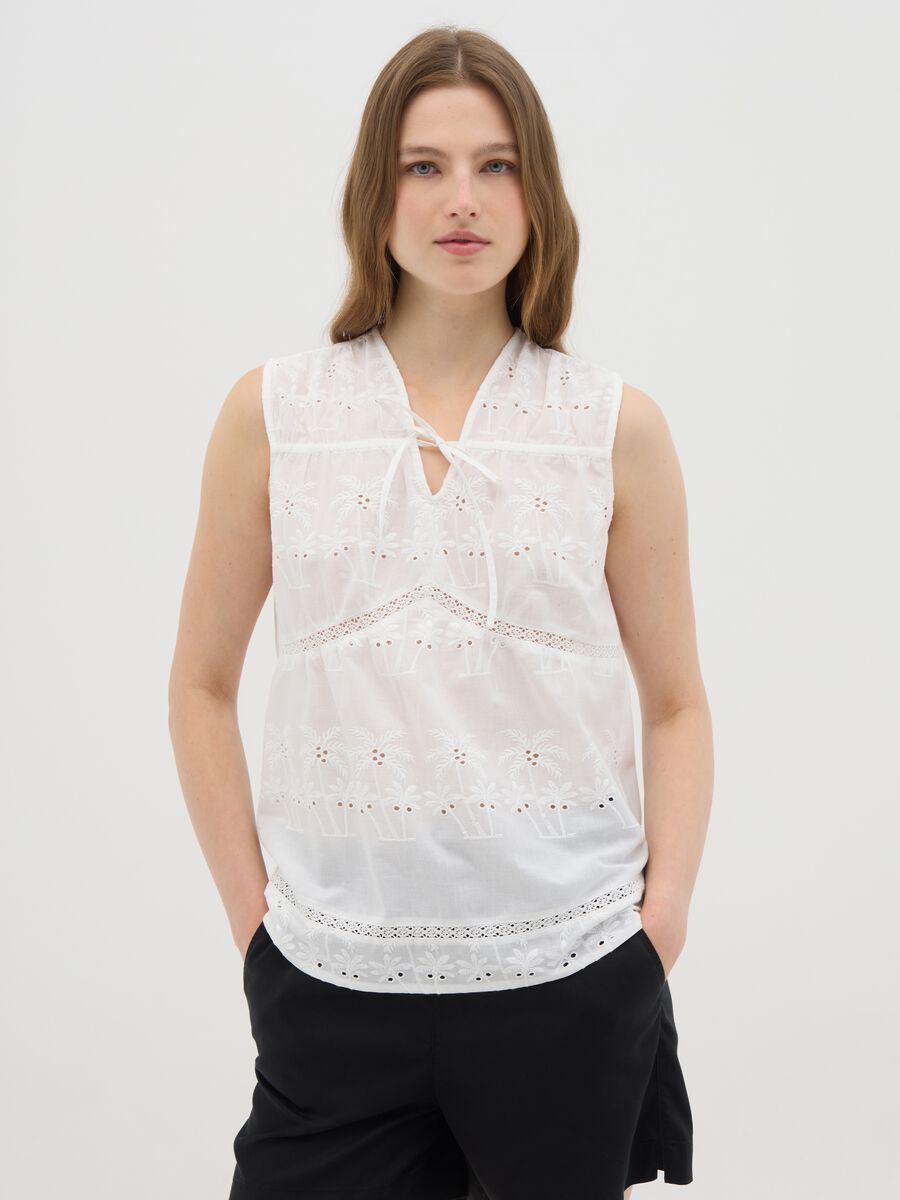 Women's pure cotton white blouse regular fit_0