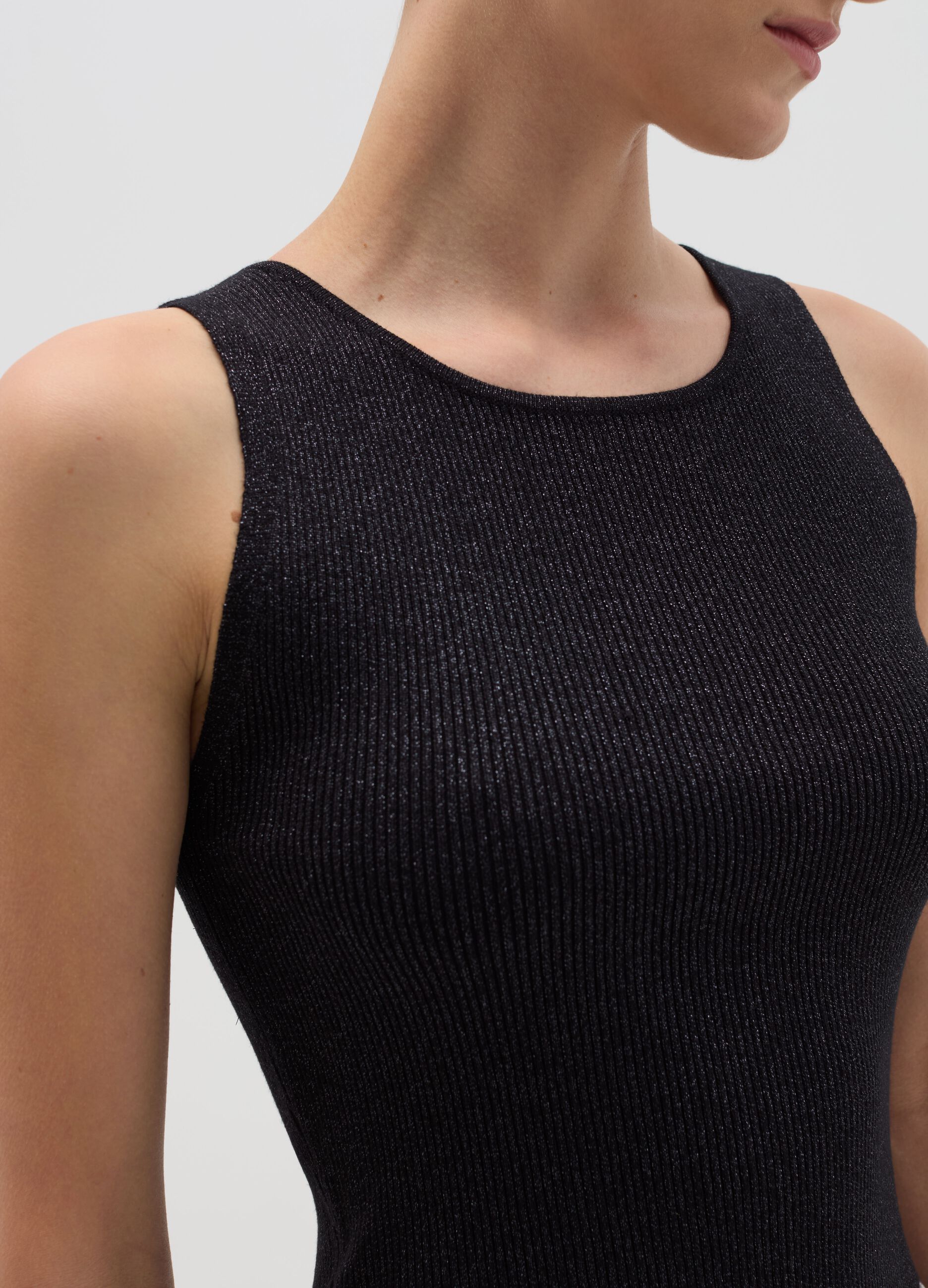 Ribbed lurex tank top