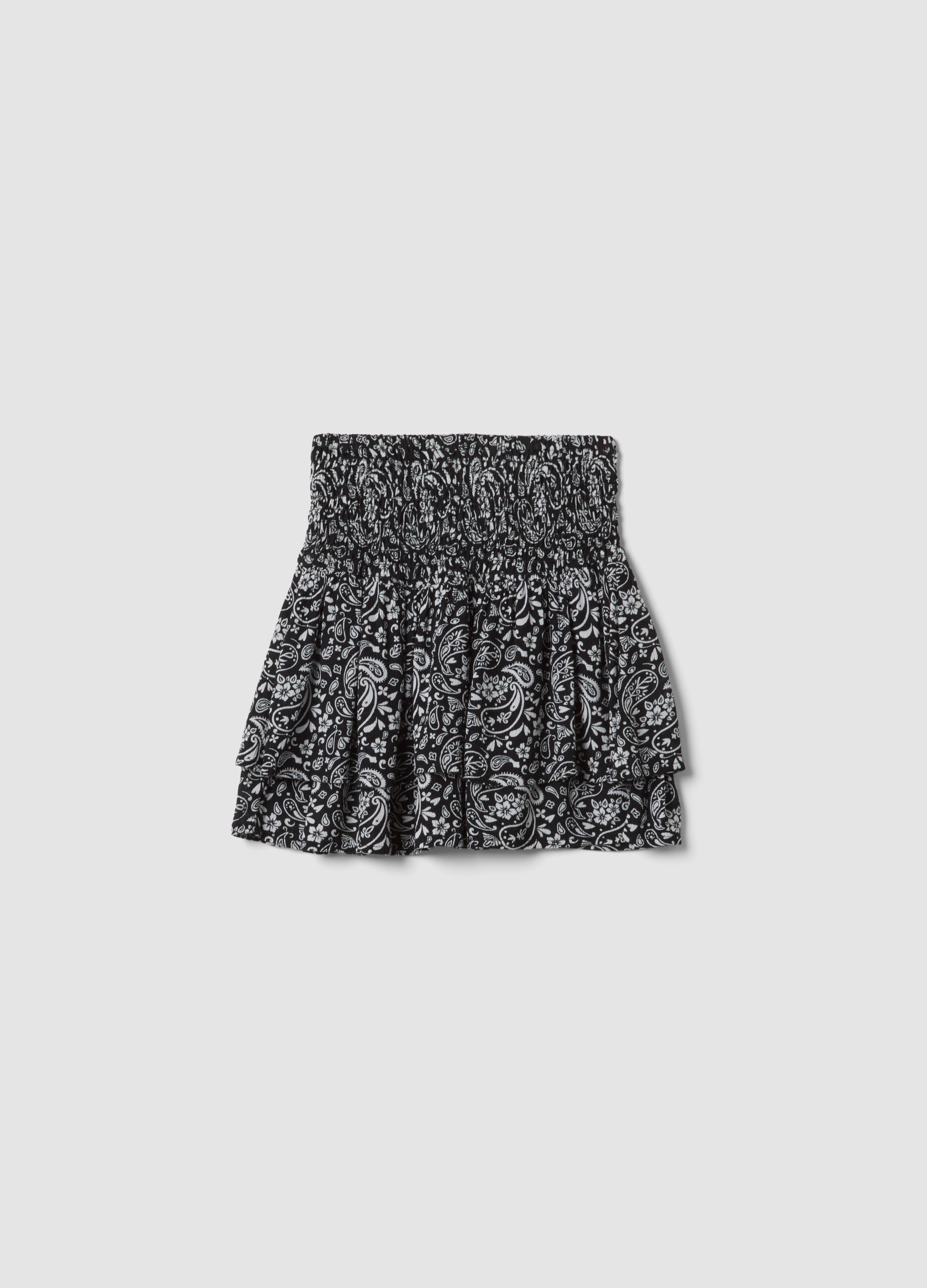 Girls&rsquo; multicolour pure-viscose mini skirt with paisley print