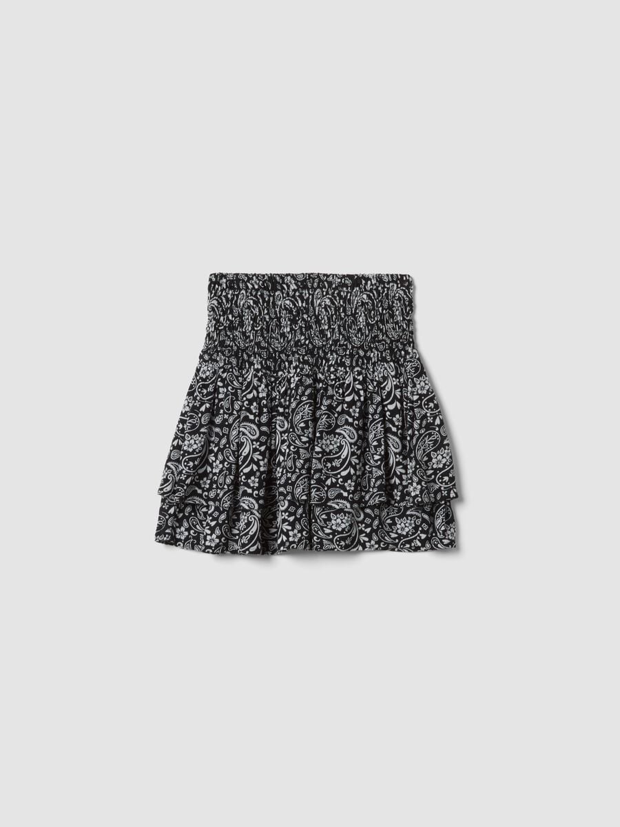 Girls&rsquo; multicolour pure-viscose mini skirt with paisley print_4