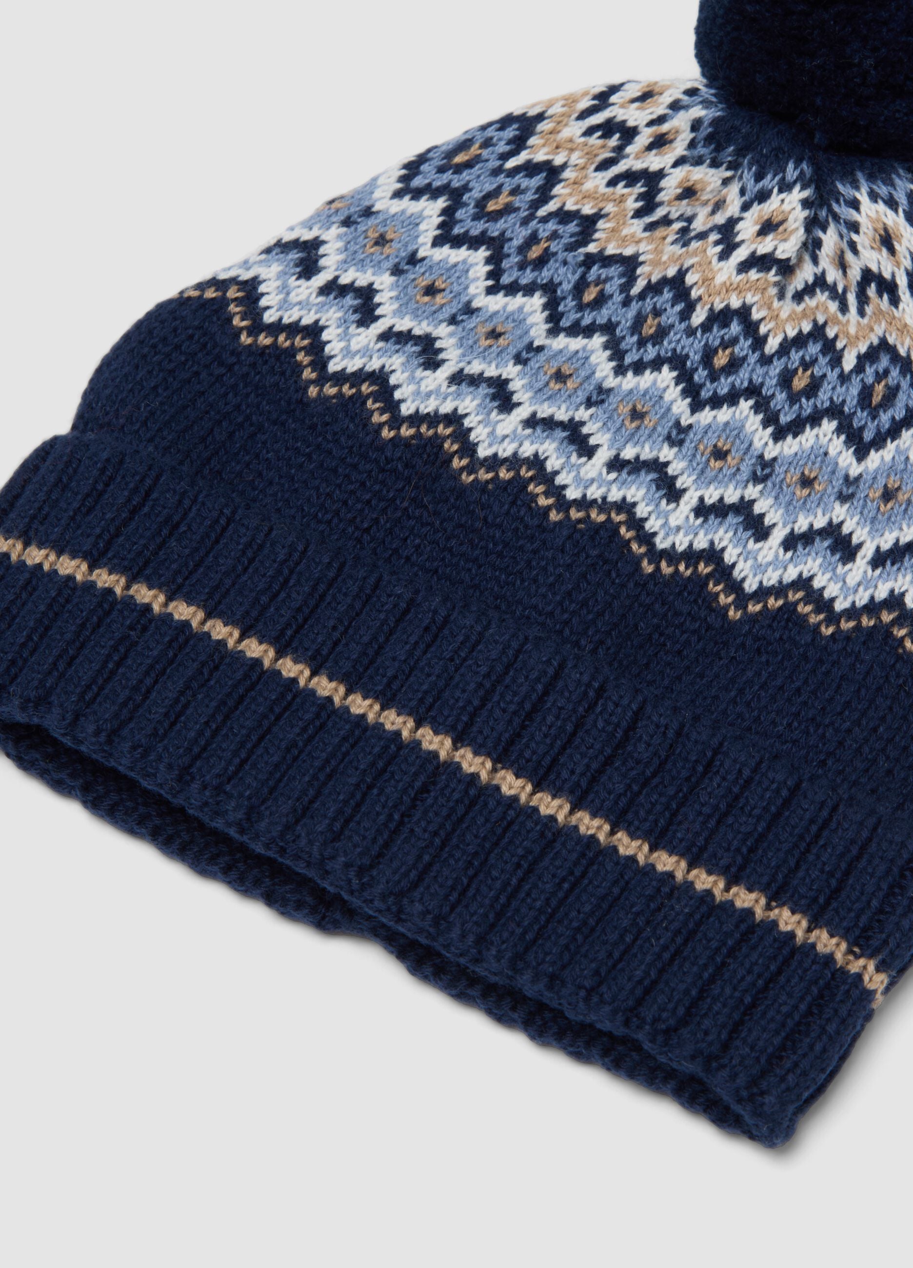 Cappello blu jacquard in puro cotone organico