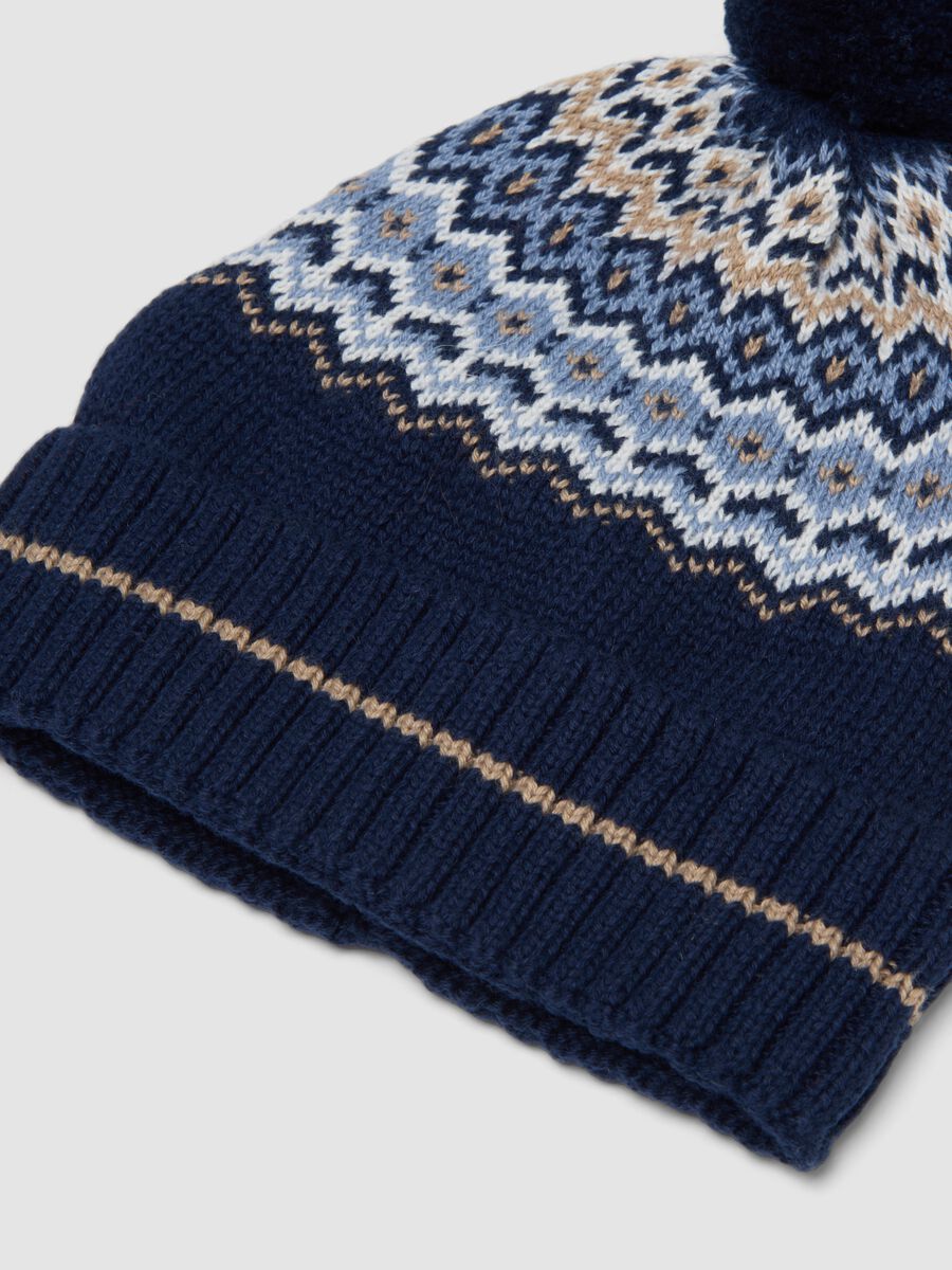 Cappello blu jacquard in puro cotone organico_2