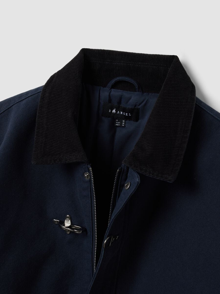 Blue cropped pure cotton padded jacket, oversized fit_1