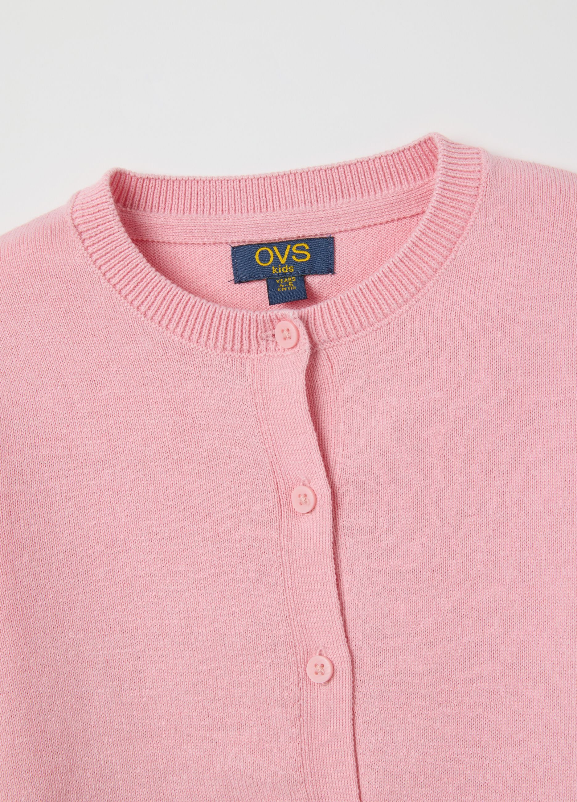 Girls' pink regular fit cotton blend cardigan