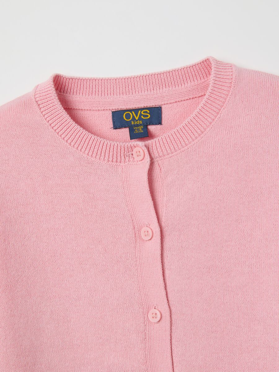 Girls' pink regular fit cotton blend cardigan_3